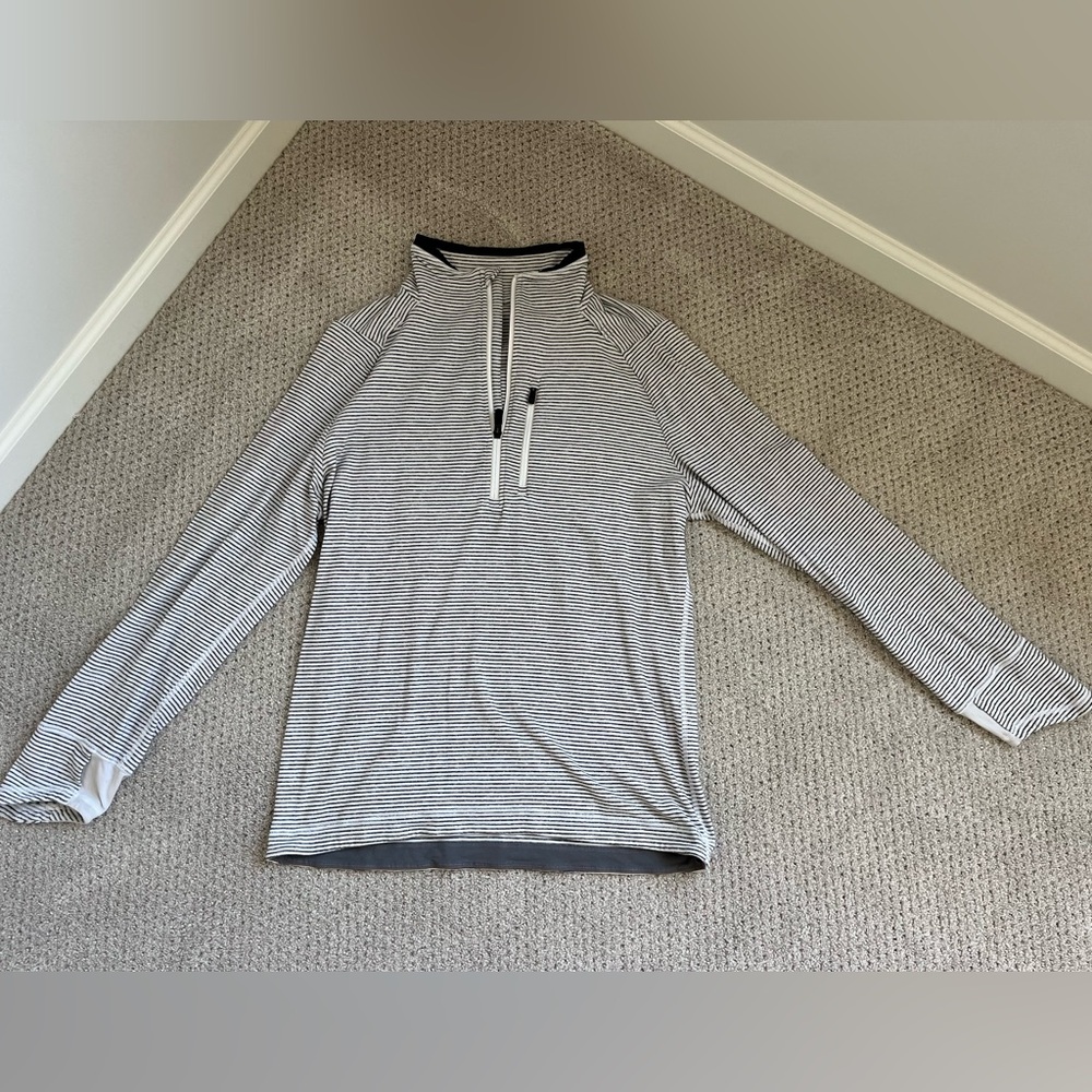 Men's Striped Gray Quarter Zip